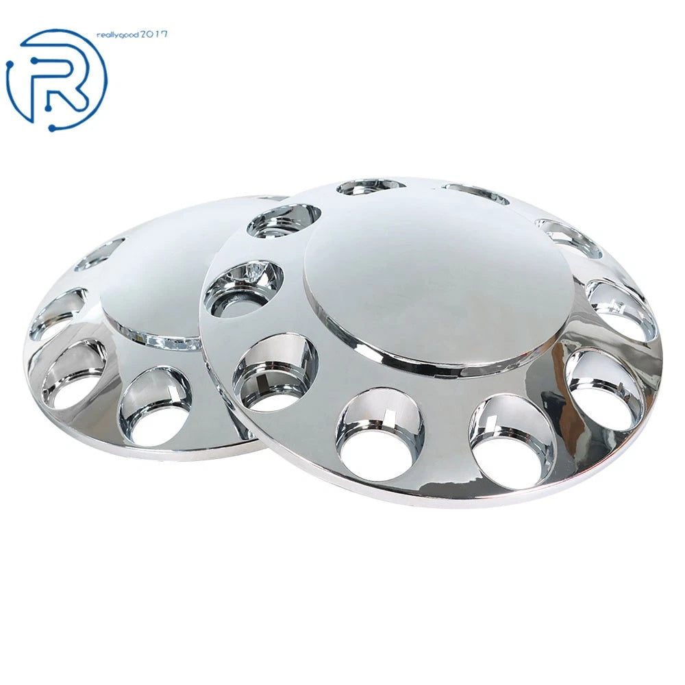 Set of 2 Chrome Axle Covers for Semi Truck (Front & Rear)