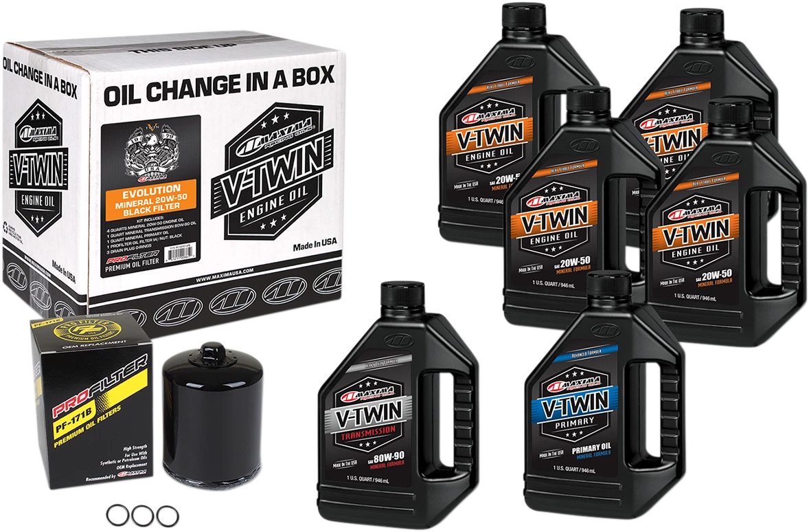 Oil Change Kit with Black Filter for Maxima Racing (20W-50)