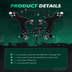 Control Arm & Ball Joint Assembly Tie Rod Sway Bar Kit for Chevrolet GMC (2009–2012)