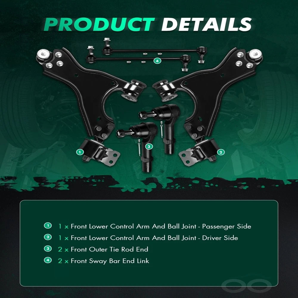Control Arm & Ball Joint Assembly Tie Rod Sway Bar Kit for Chevrolet GMC (2009–2012)