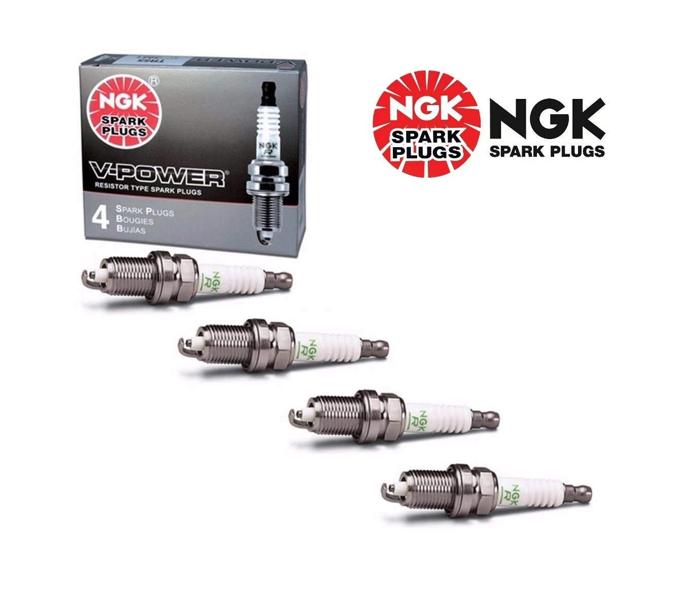 Set of 4 NGK V-Power TR4 Spark Plugs for OEM Power Performance
