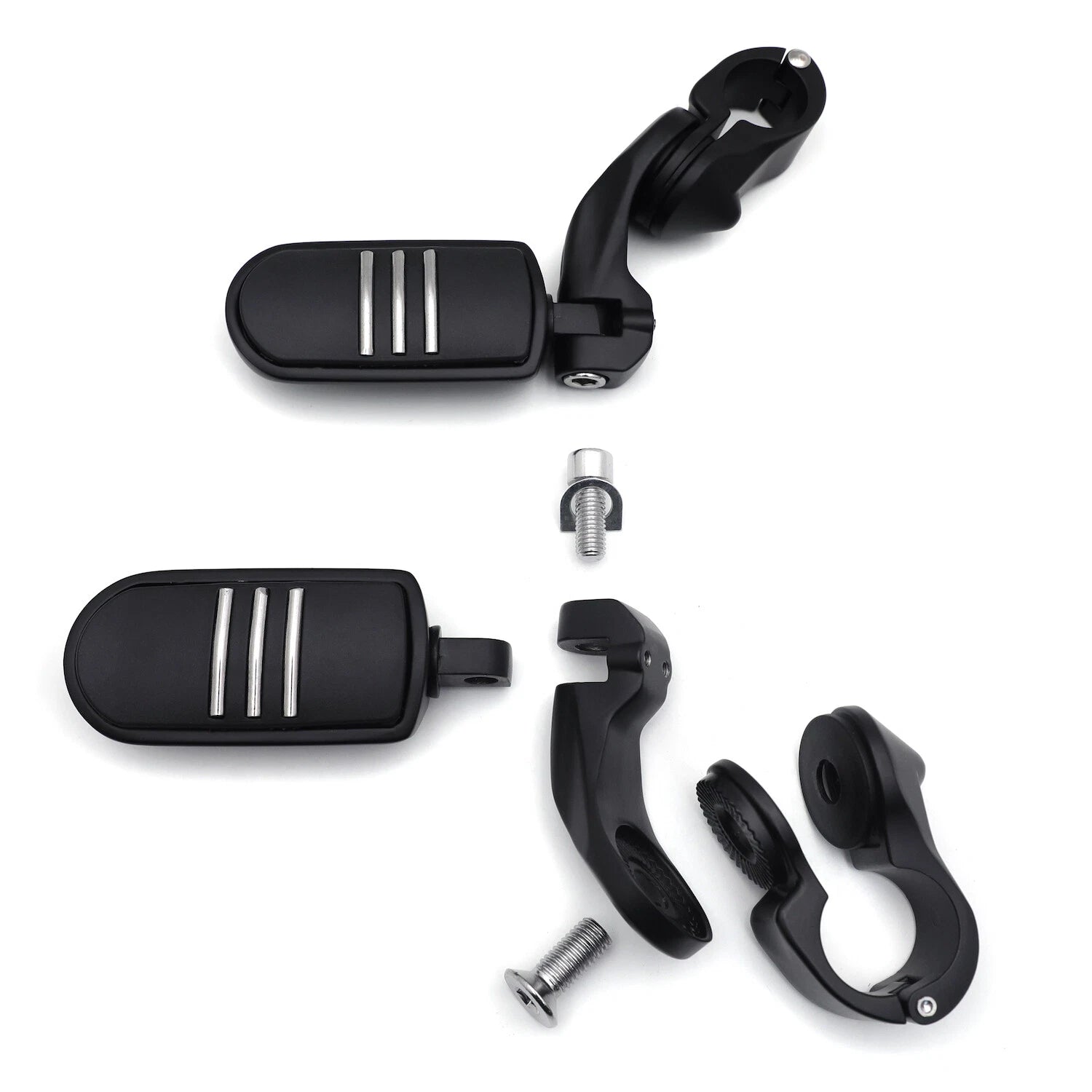 Streamliner FootPeg Set for 1.25" Engine Guard (2.5" Short Adjustable Mount)