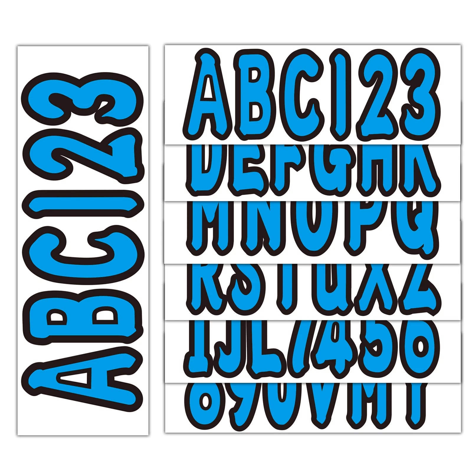 Set of 4 Marine Alpha-Numeric Registration Number Letter Sticker Decals Blue