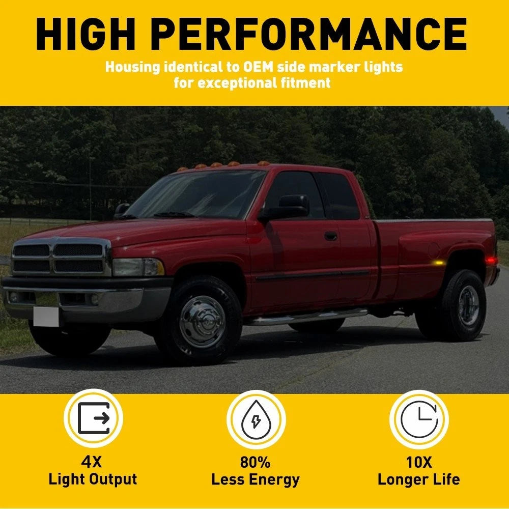 Amber Red LED Side Marker Light for Dodge Ram Dually (1994–2002) 55054956