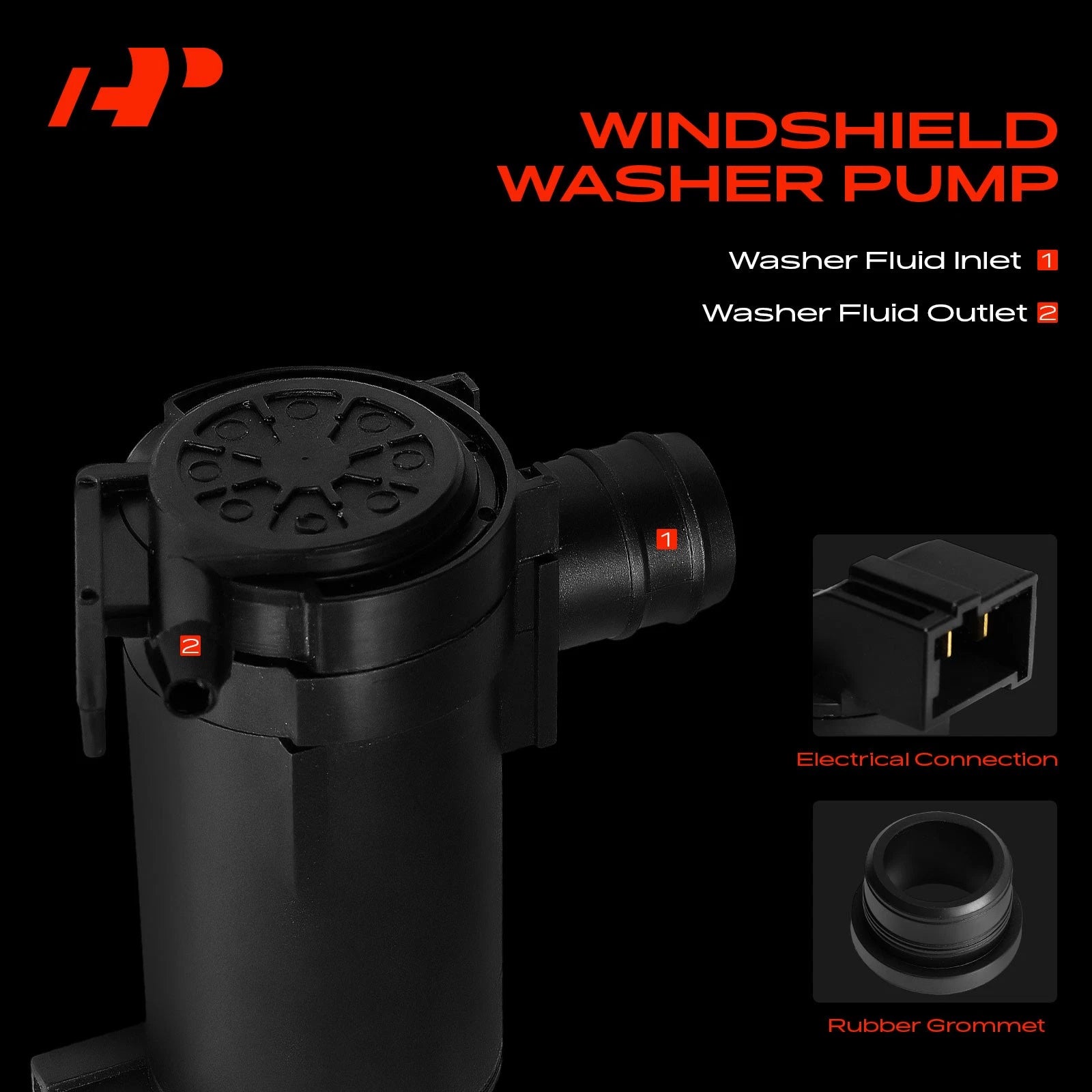 Front Washer Pump with Rubber Grommet for Nissan Sentra (1982–1994)