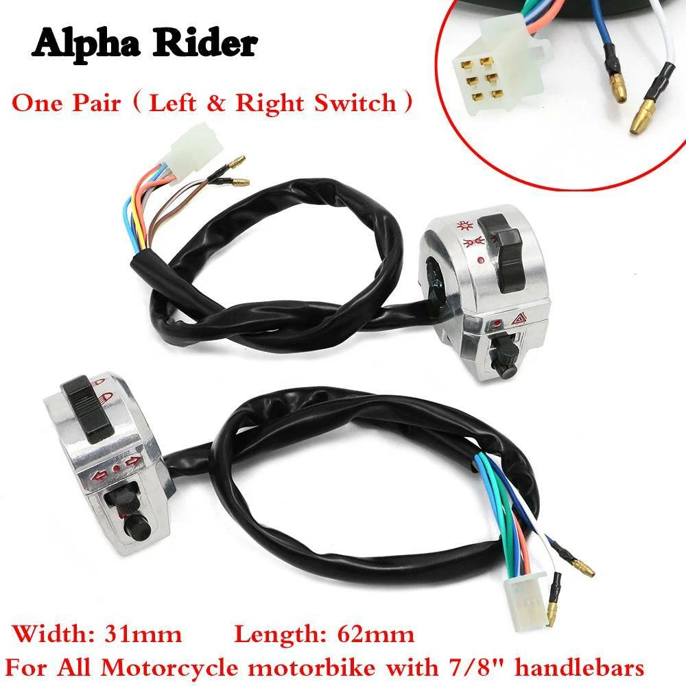 Chrome Handle Bar Switch Control for Universal Motorcycle (22mm 7/8")