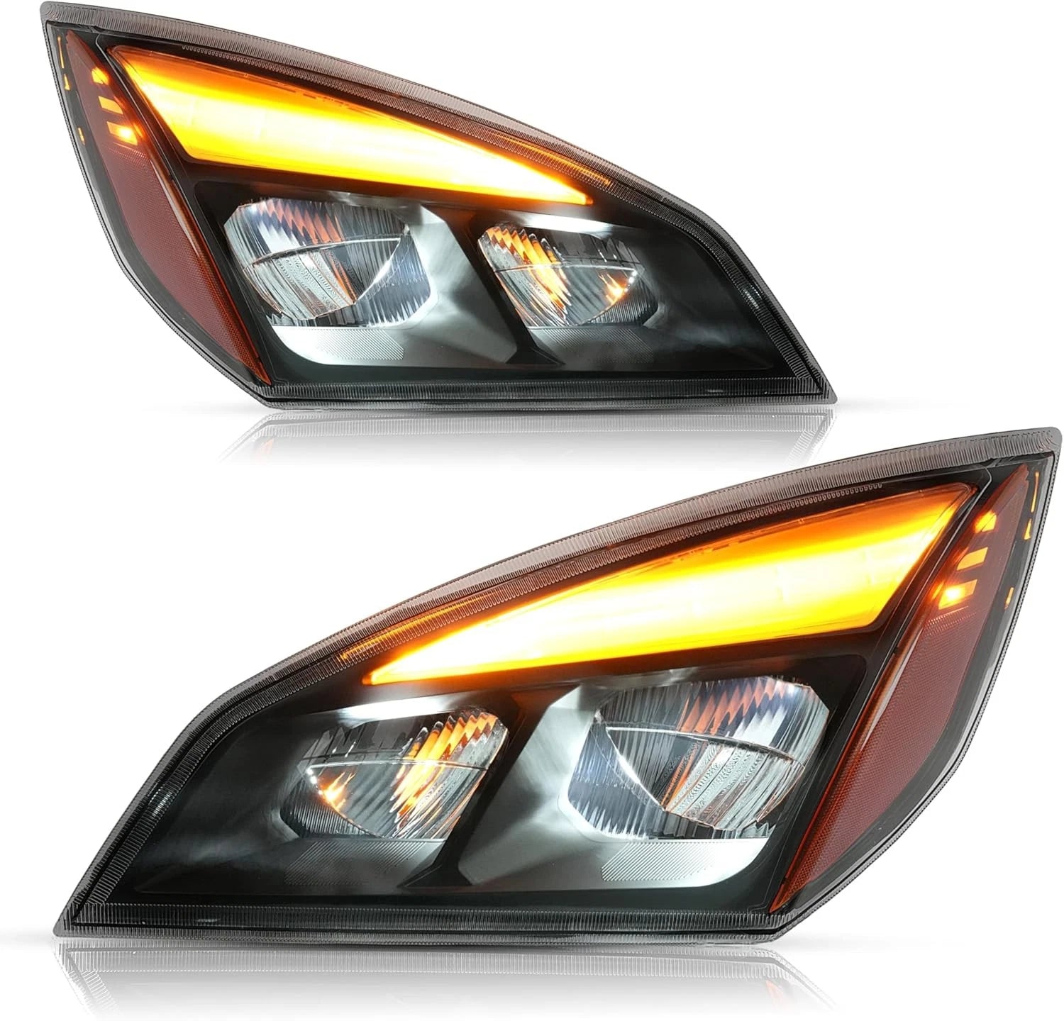 Full LED Black Headlights for Freightliner Cascadia (2018–2022) L+R