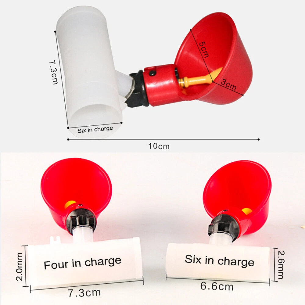 6x Water Drinking Cups for Chicken Poultry Hen Bucket Waterer