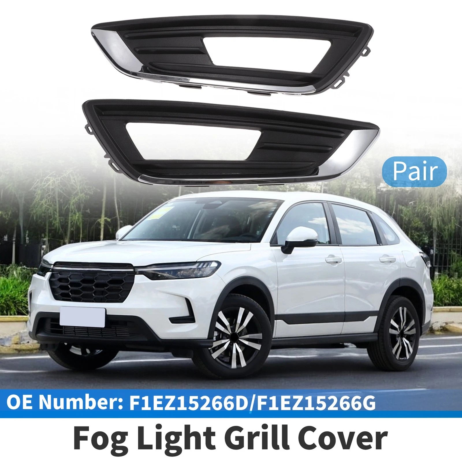 Fog Light Grill No.F1EZ15266D for Ford Focus Sedan (2015–2018) Black Chrome Pair