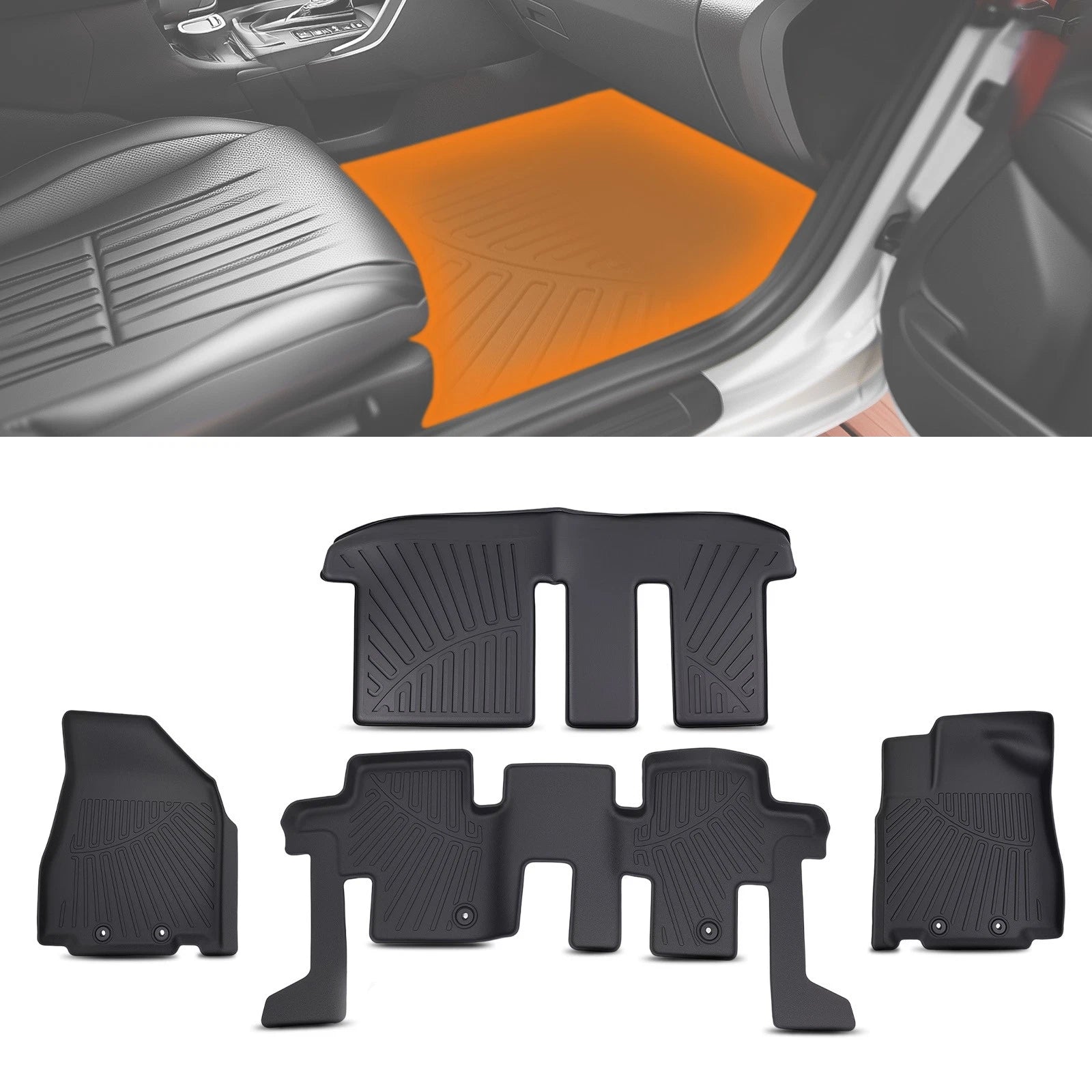 Complete Floor Mats for Nissan Pathfinder Infiniti QX60 (2013–2020) TPE Waterproof