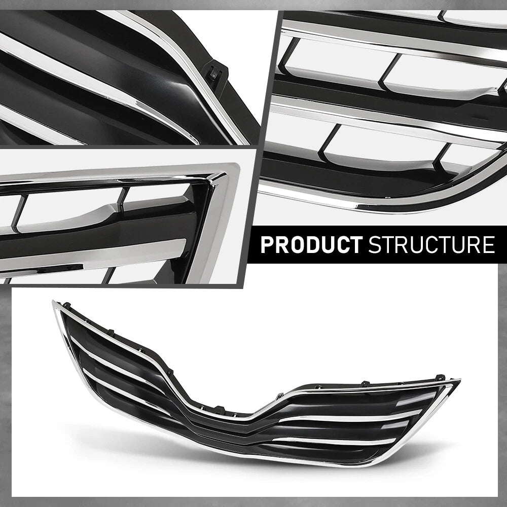 Front Upper Grille for Toyota Camry XLE (2010–2011) Black & Chrome