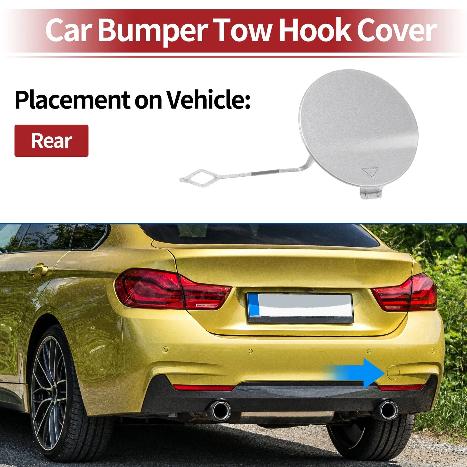 Rear Car Bumper Tow Hook Cover for BMW 428i (2014–2016) No. 51128060849 Silver