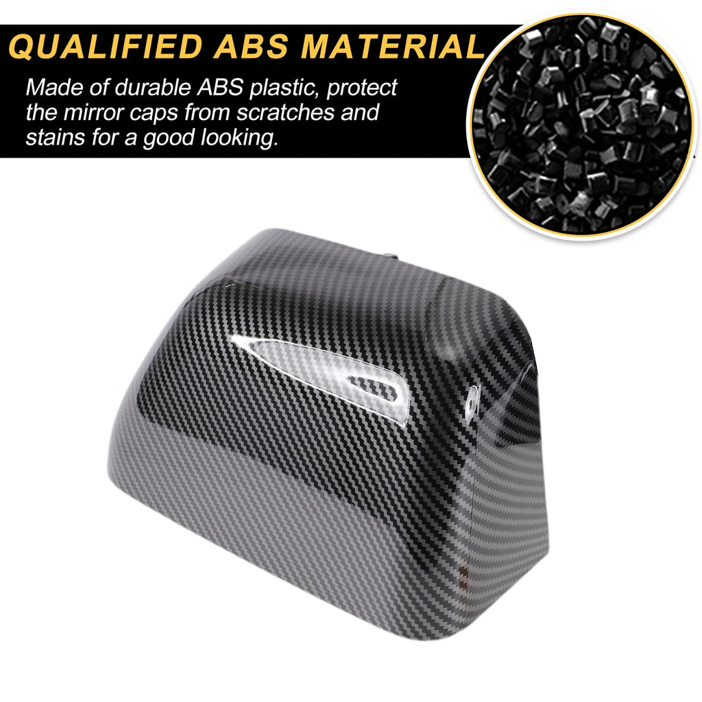 Set of 2 Rearview Mirror Cover Caps Black Carbon Fiber for Ford F-250 F-350 F-450 (2017–2022)