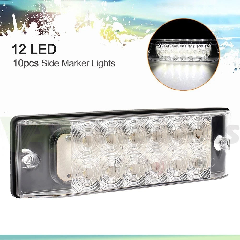 10X LED White Side Marker Turn Signal Light for Pickup Truck (8 Inch)