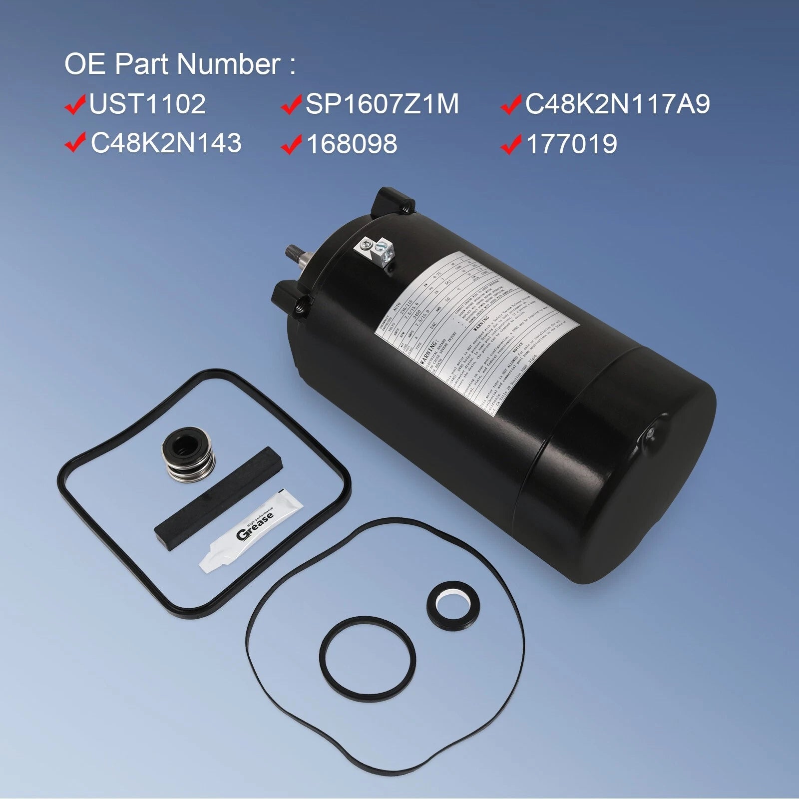 Pool Pump Motor and Seal Replacement Kit for Hayward Max Flow