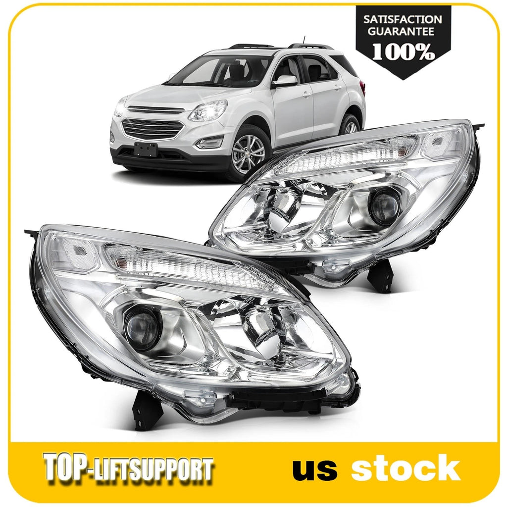 2Pcs Pair Chrome Headlight Assembly for Chevrolet Equinox (2016–2017)