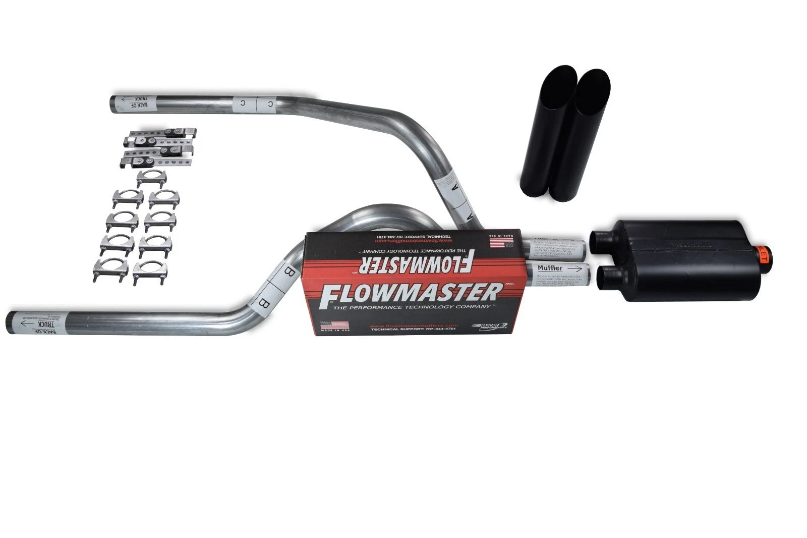 Dual Exhaust Kit for Dodge Dakota (1987–1996) - Flowmaster Super 40 Black Tips