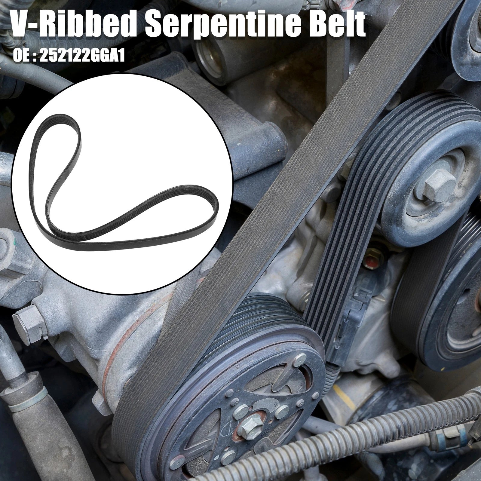 V-Ribbed Serpentine Drive Belt No. 252122GGA1 for Hyundai Santa Fe (2016–2020)
