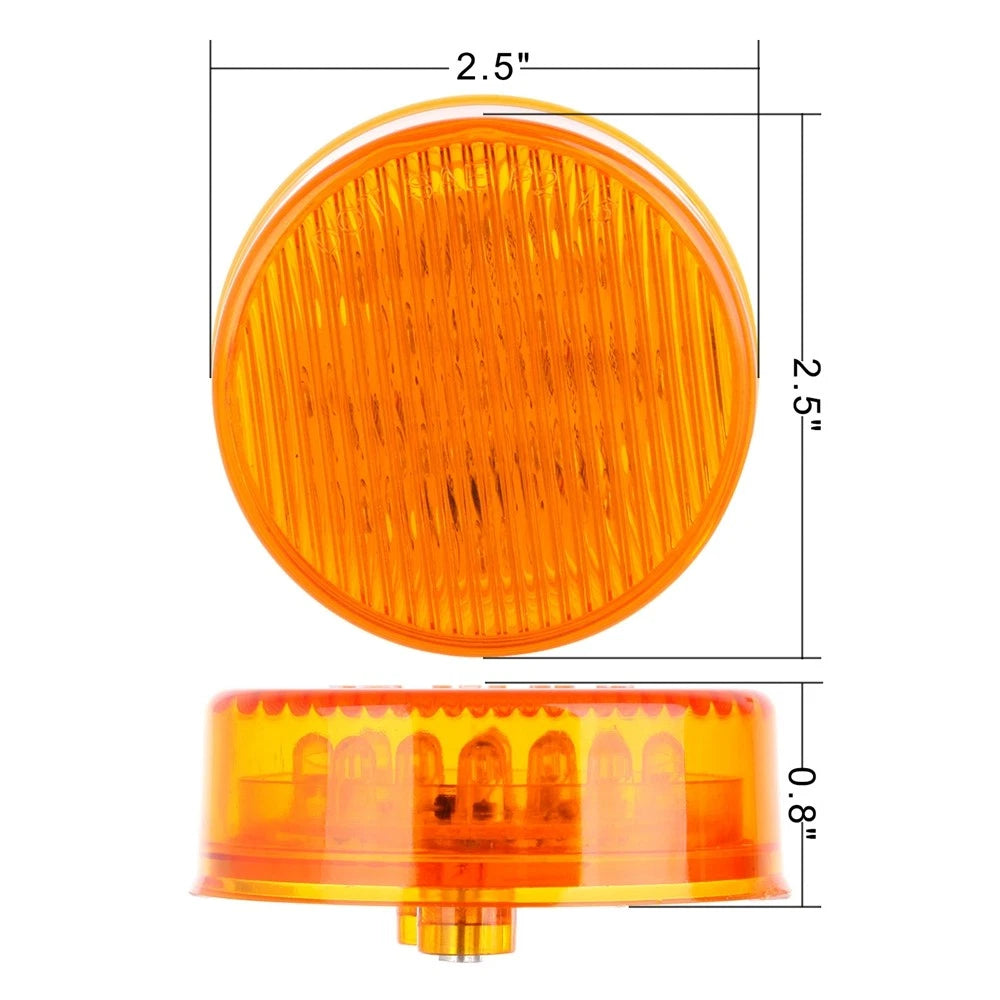 2X 2.5" Round LED Side Marker Clearance Lights for Trailer Truck