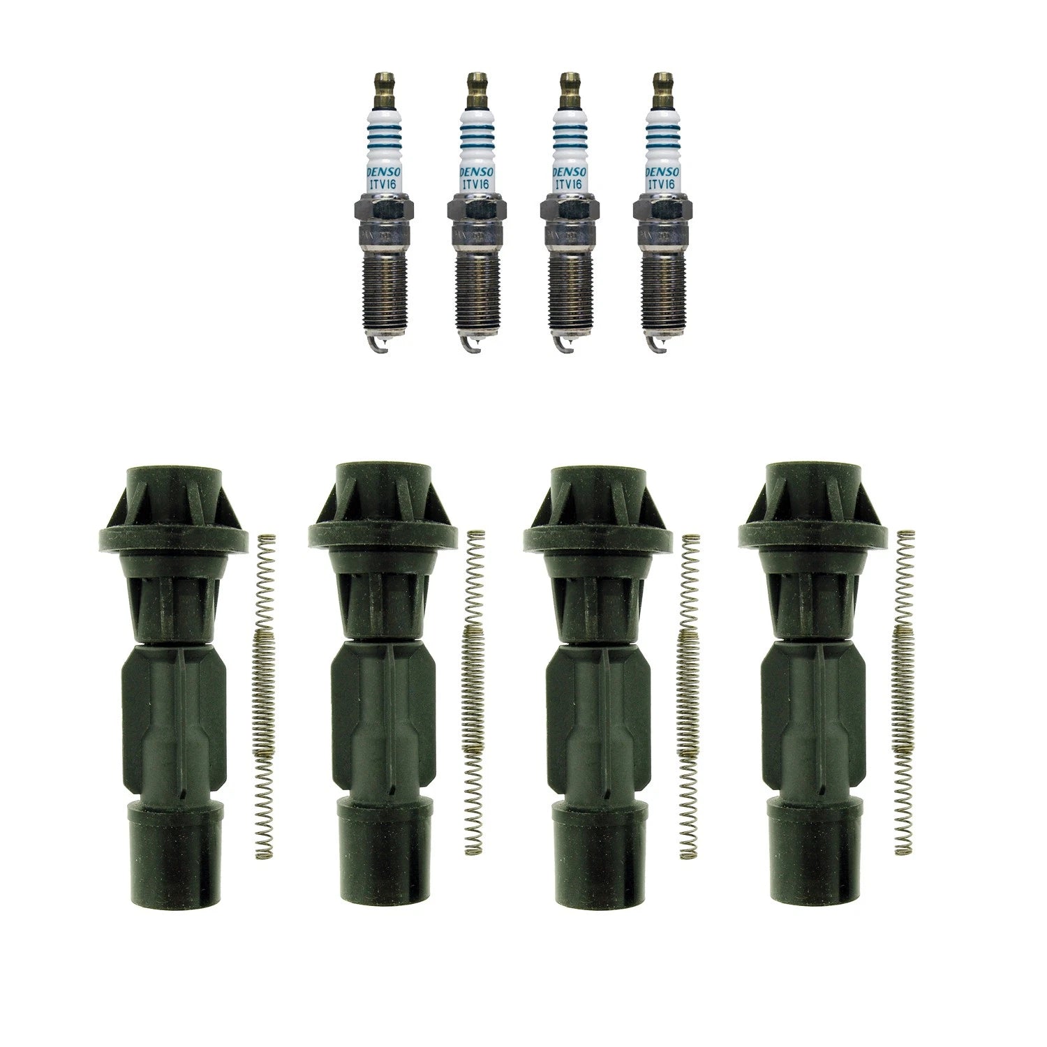 Denso 4 Iridium Power Plugs & NGK Ignition Coil Boots Kit for Mazda CX-7 (2007–2012)