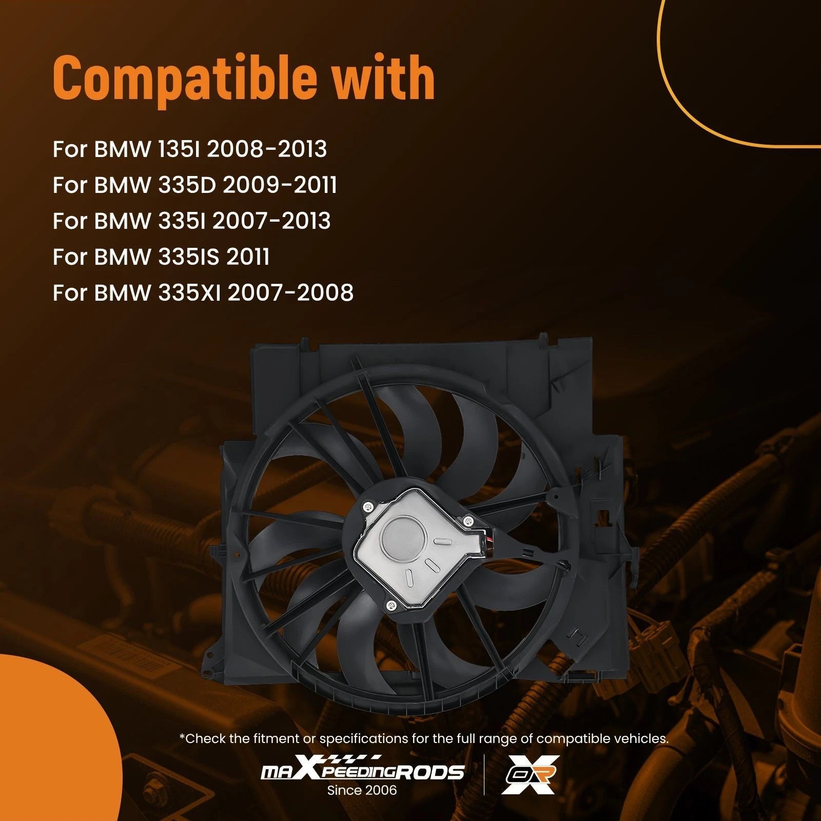 Cooling Fan for BMW X1 (2013–2015) 335D (2009–2011) 17427788907 623430 3 Pin