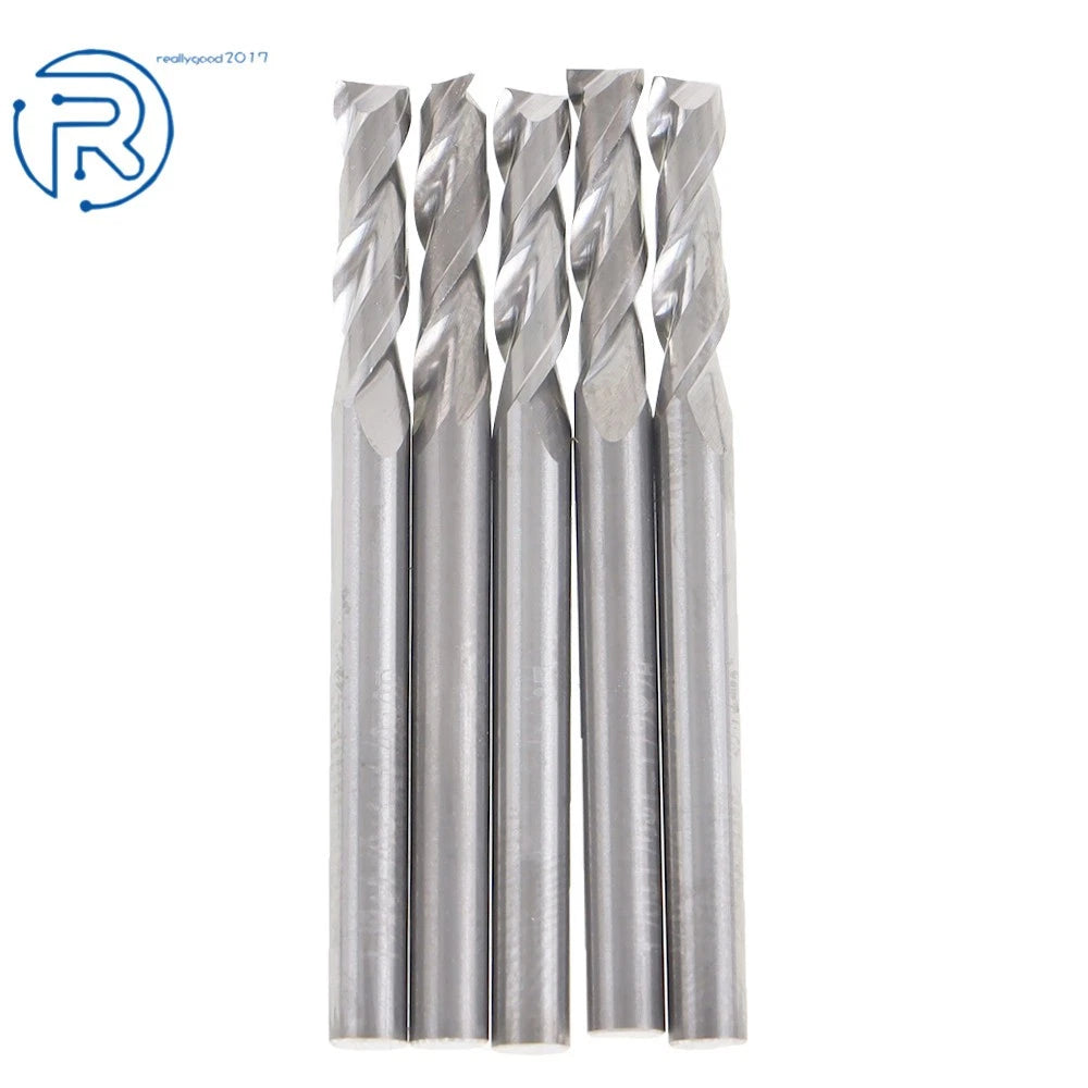 5 Pack 1/8" Carbide End Mill for Various Applications (1/2" Cut, 1-1/2" Overall)