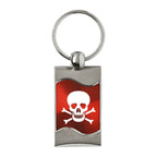 Skull on Red Rectangular Wave Keychain KC3075.SKL.RED AU-Gold