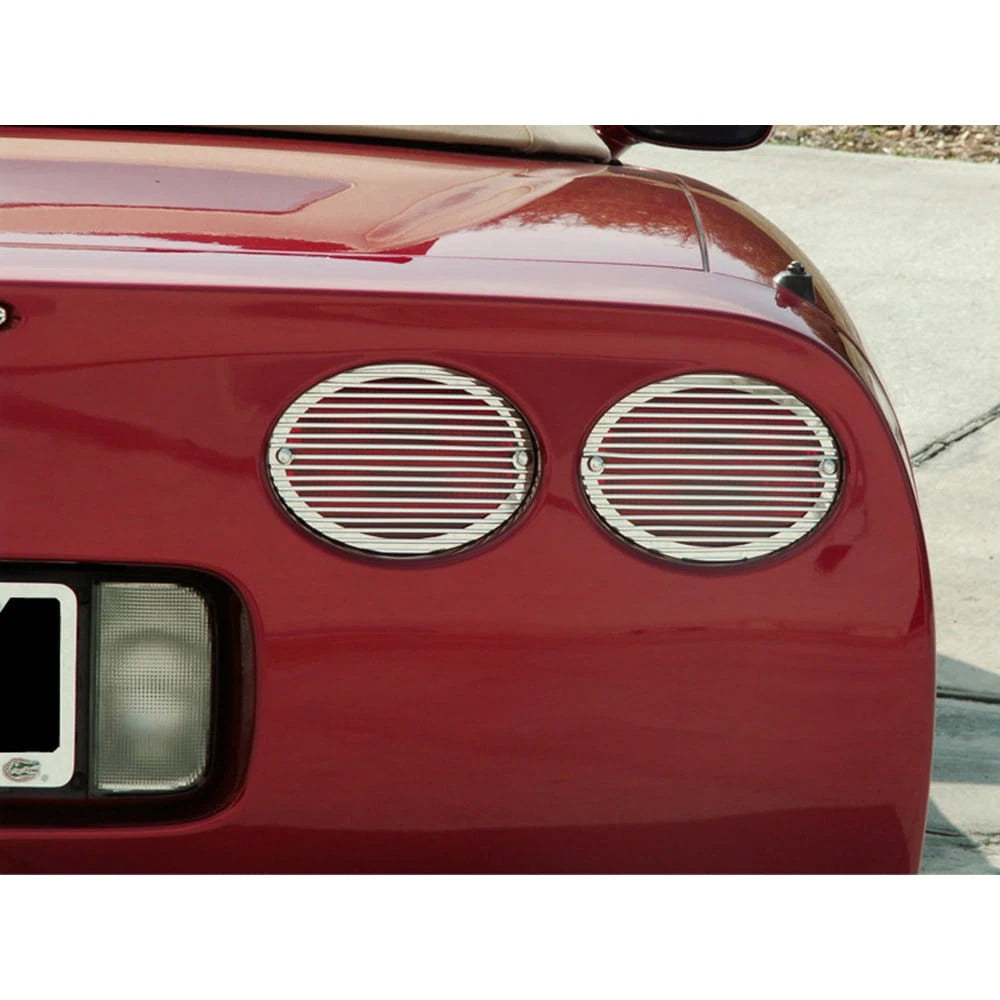 Polished Stainless Steel Tail Light Grilles Billet Style for 1997-2004 Corvette