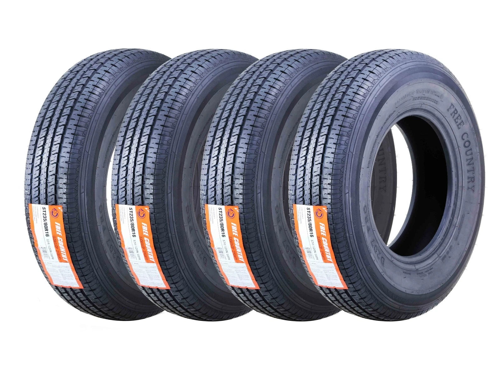 Set of 4 Trailer Tires ST235/80R16 10PR Load Range E w/Scuff Guard for Trailers