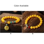 Fashion Bracelet for Women Vintage Beeswax with Peace Buckle and Red Agate