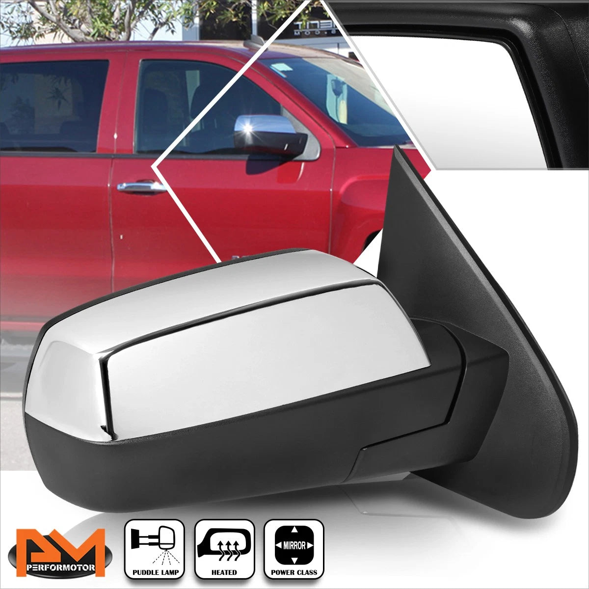 Power Heated Right Side View Mirror Chrome for Chevy Silverado/GMC Sierra (2014–2018)
