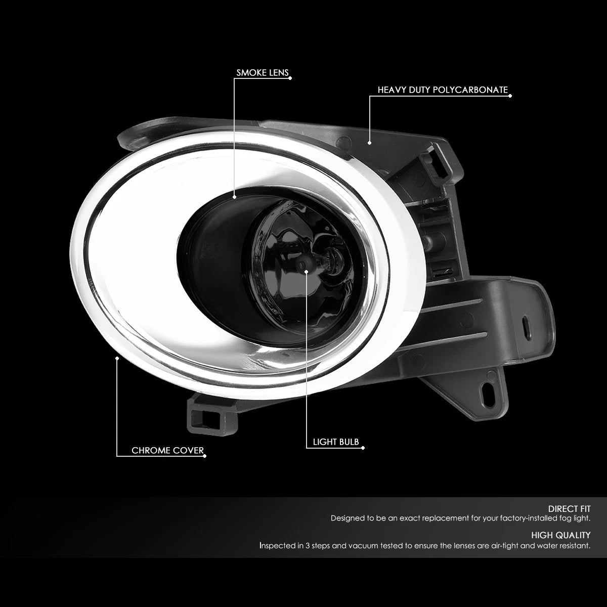 Pair of Smoked Lens Fog Lights for Nissan Pathfinder (2013–2016) + Chrome Covers + Switch