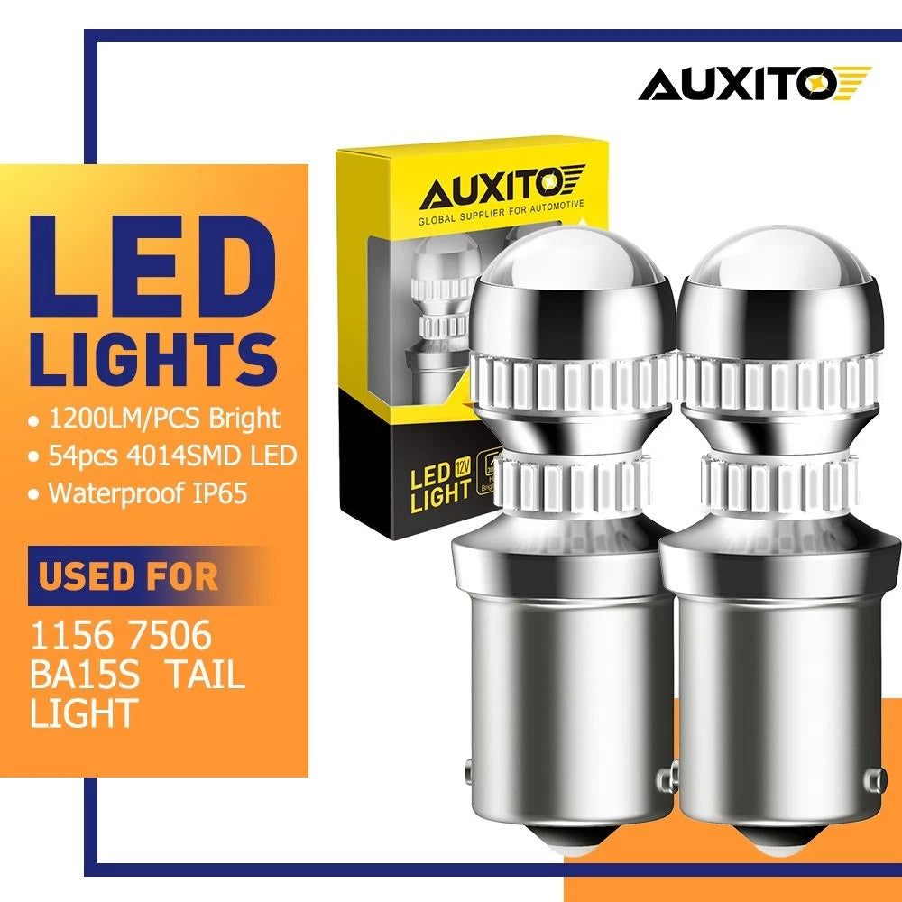 2X AUXITO Red 54LED BA15S 1156 Tail Light Brake Stop Light (2400LM)