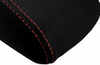 Console Lid Armrest Cover for Ford Focus (2012–2018) Carbon Fiber Red Stitch