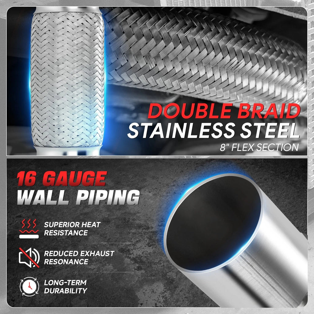 12" Double Braid Stainless Steel Flex Pipe for Custom Exhaust (2.5" OD)