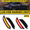 4X AUXITO LED Side Marker Light Smoked for Mazda Miata MX-5 (2016–2022)