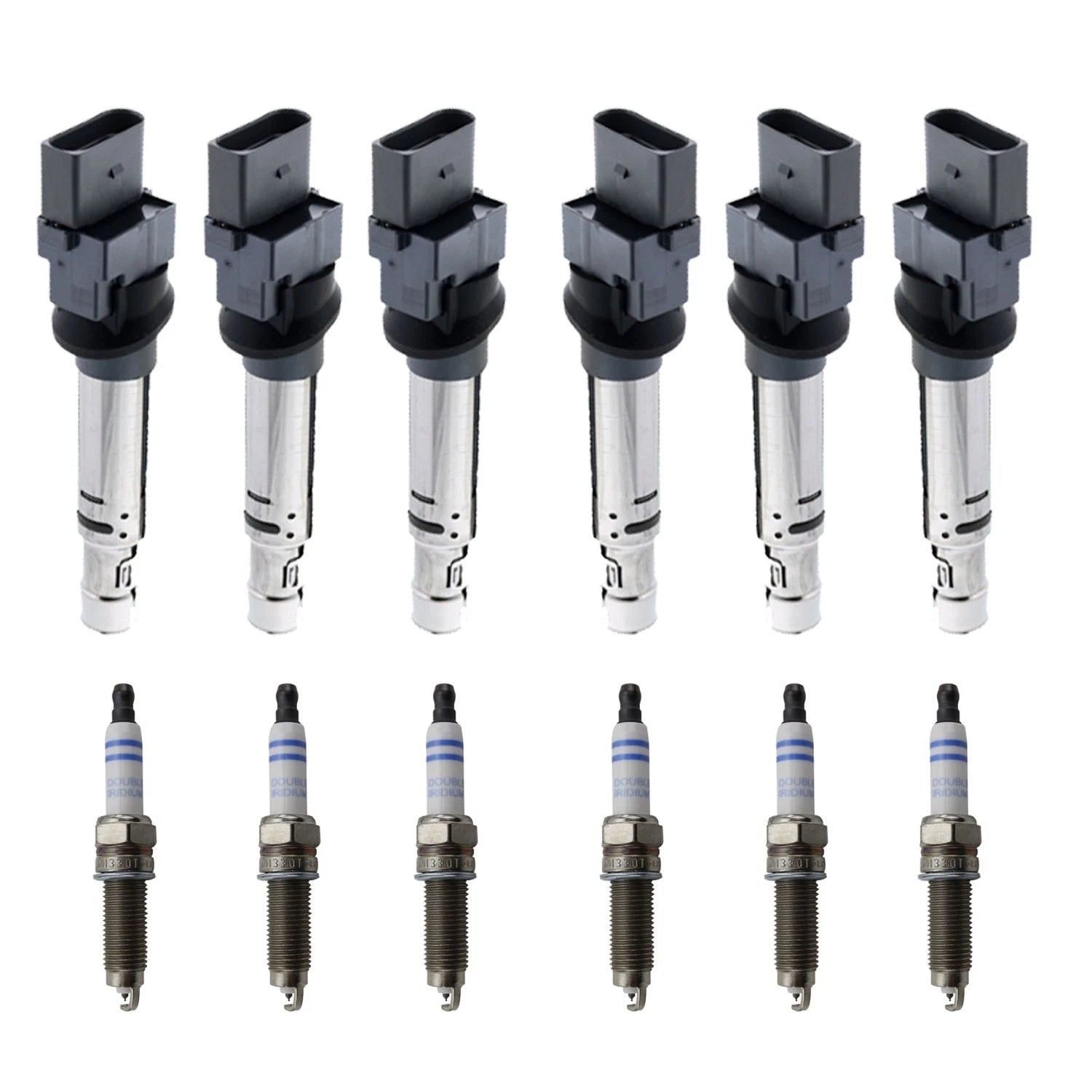 Set of 6 Ignition Coils & Bosch Iridium Spark Plugs for Q7 Cayenne Touareg (2007–2010)