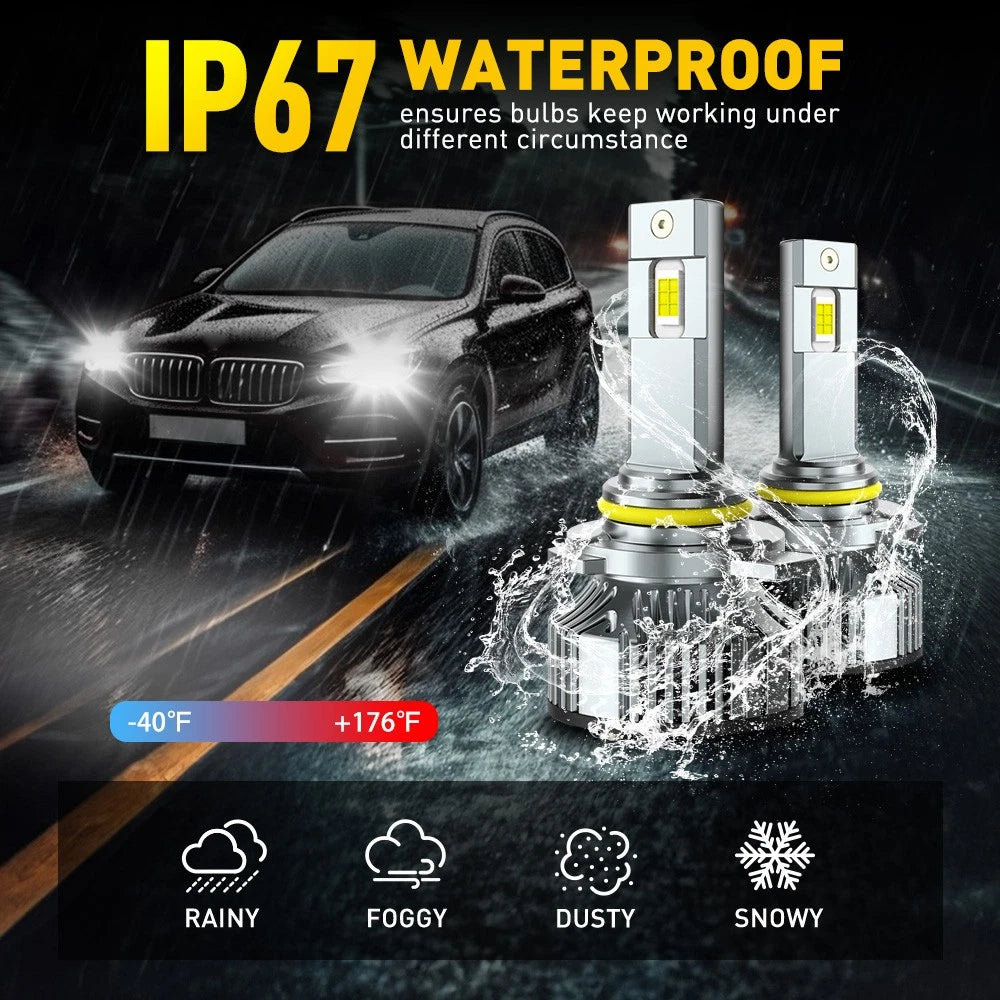 2X LED Headlight Bulbs for Hi/Low Beam (6500K White)