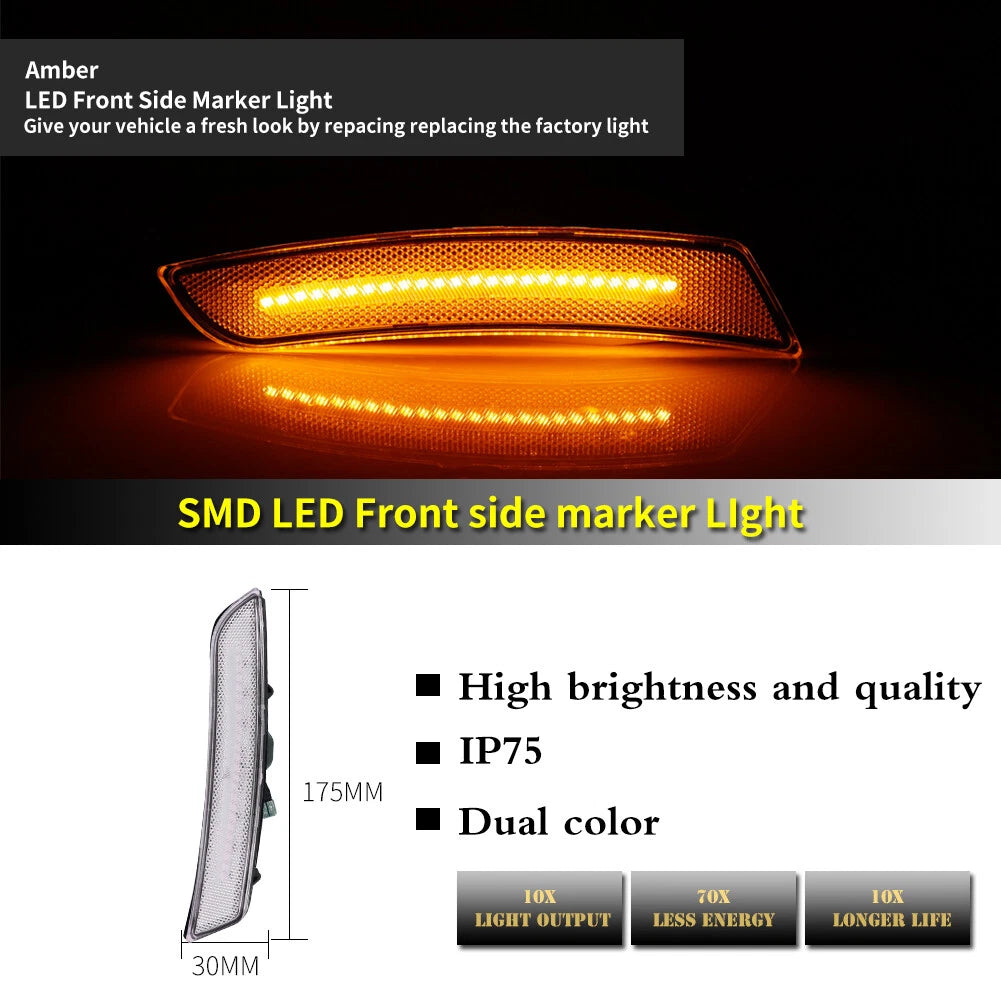 Amber LED Front Bumper Side Marker Lights for Chevrolet Camaro (2016–2023)