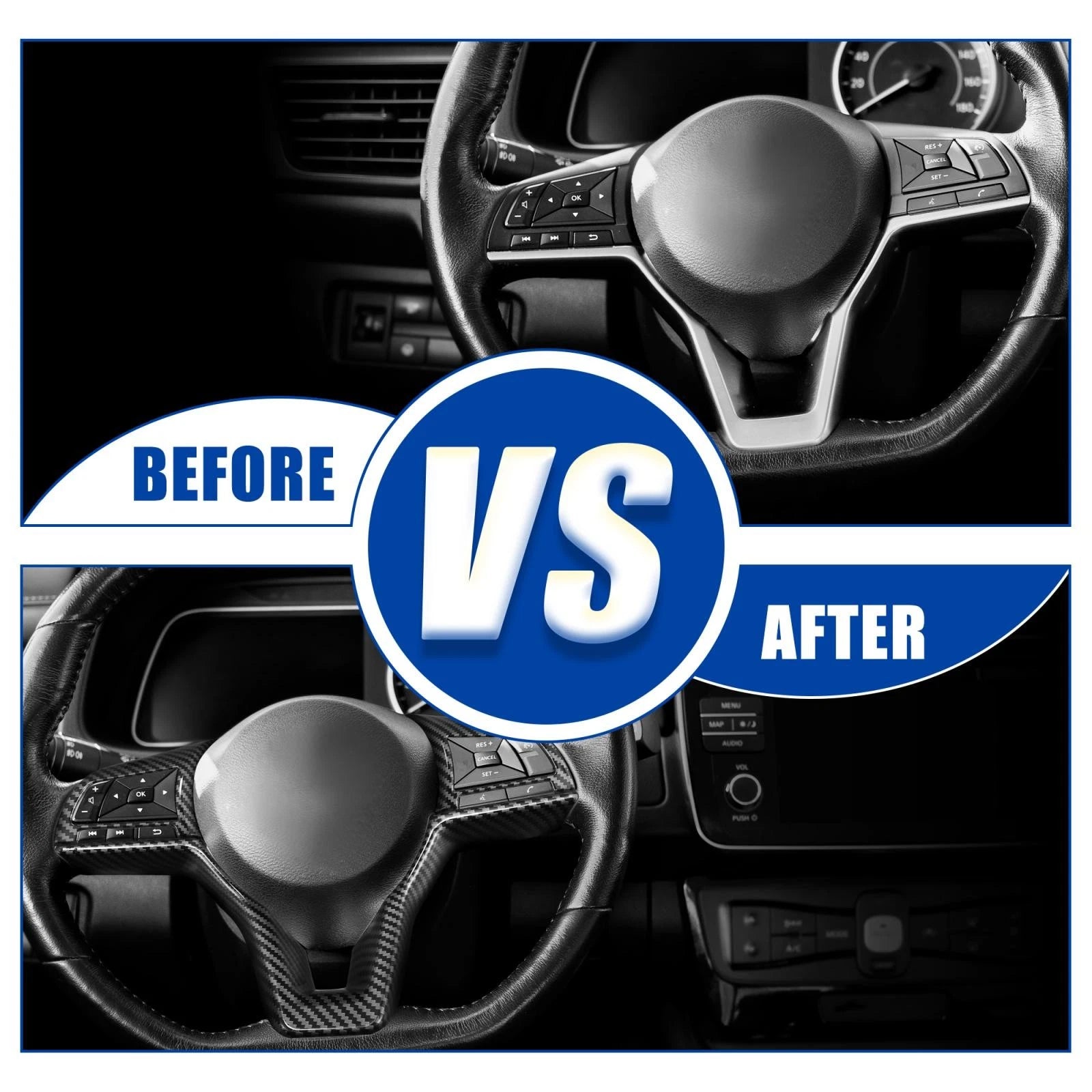 3pcs Steering Wheel Cover for Nissan Altima (2019–2020) Carbon Fiber