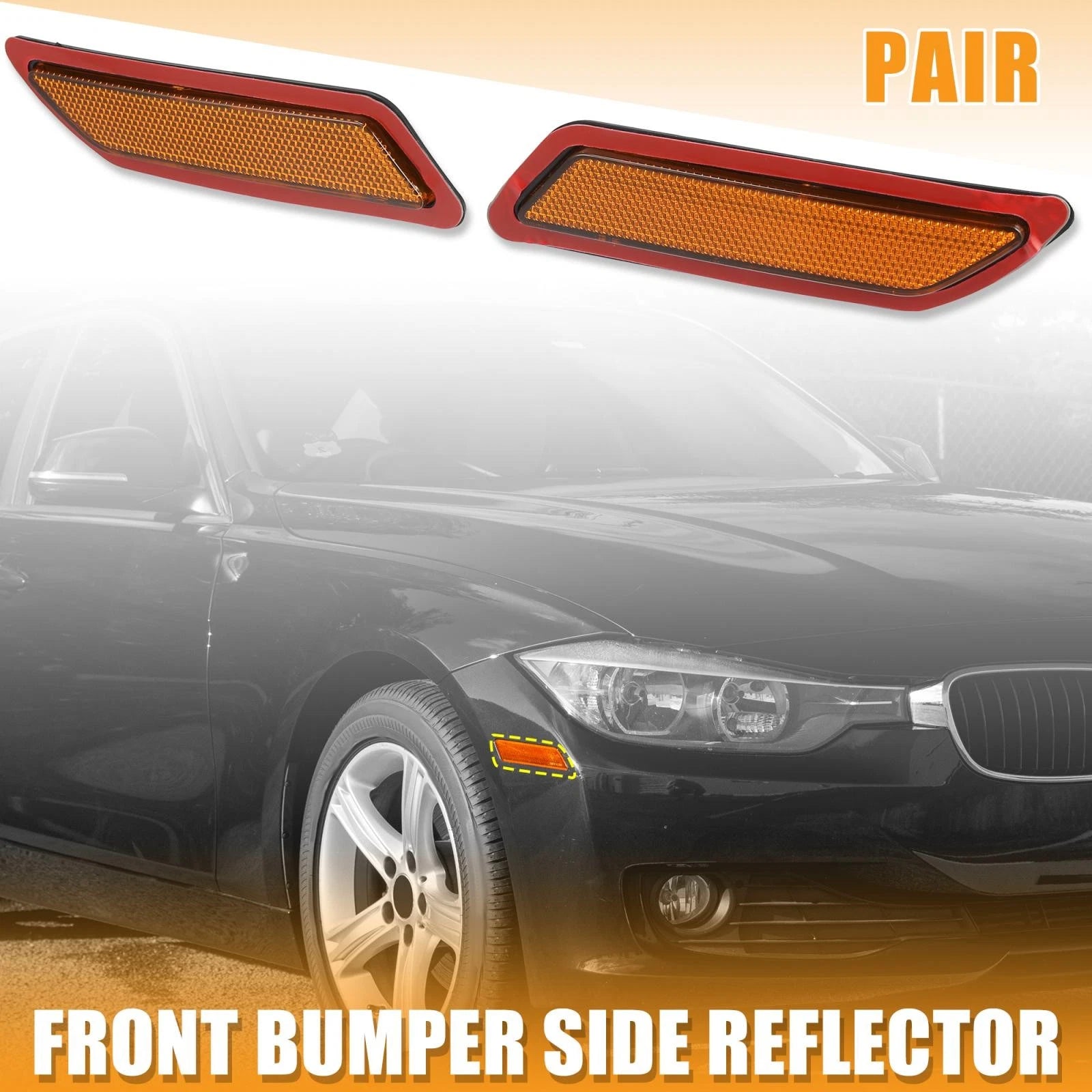 Pair Bumper Reflector Side Marker 63147274522 for BMW 3-Series (2013–2015)