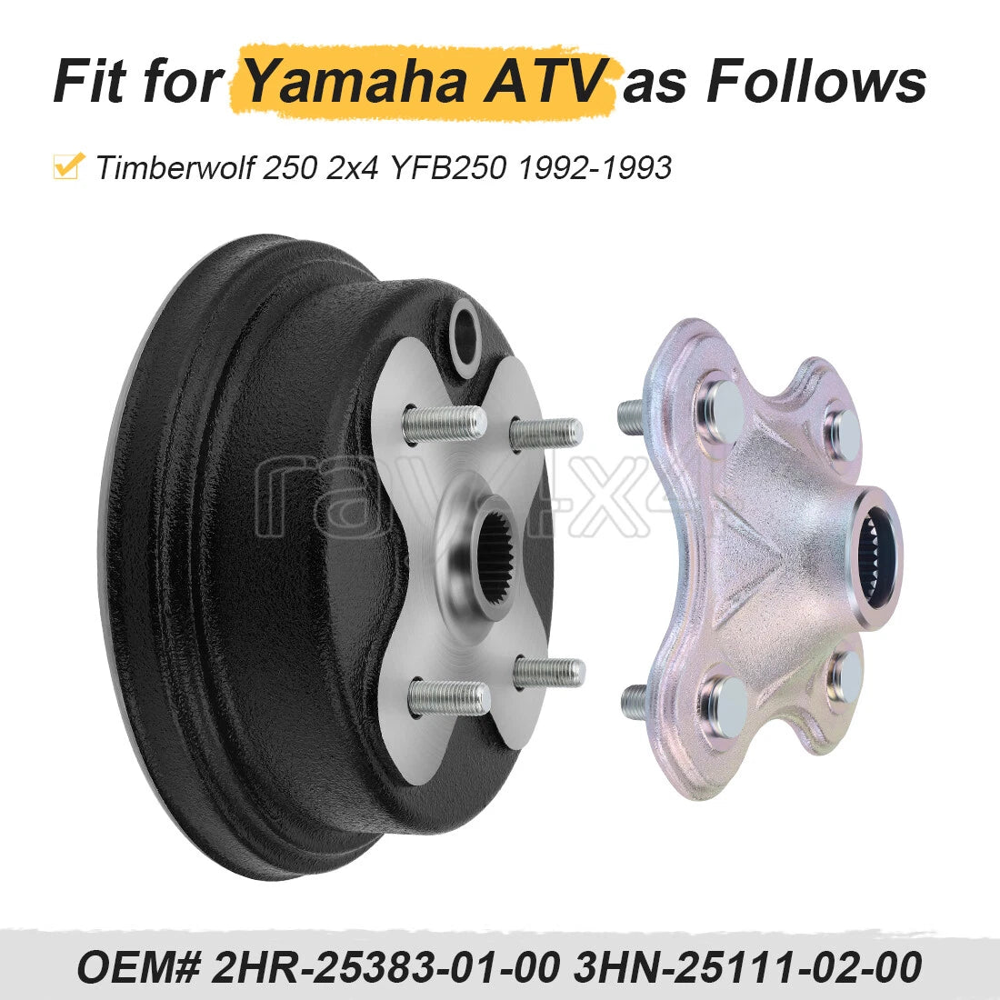 Rear Wheel Brake Drum & Hub for Yamaha Timberwolf 250 (1992–1998) 2HR-25383-01-00