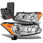 Pair of Chrome/Amber Side Headlight Lamps for Honda Accord Sedan (2008–2012)