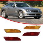 4X Amber Front & Red Rear Bumper Side Marker Lights for Chrysler Crossfire (2004–2008)