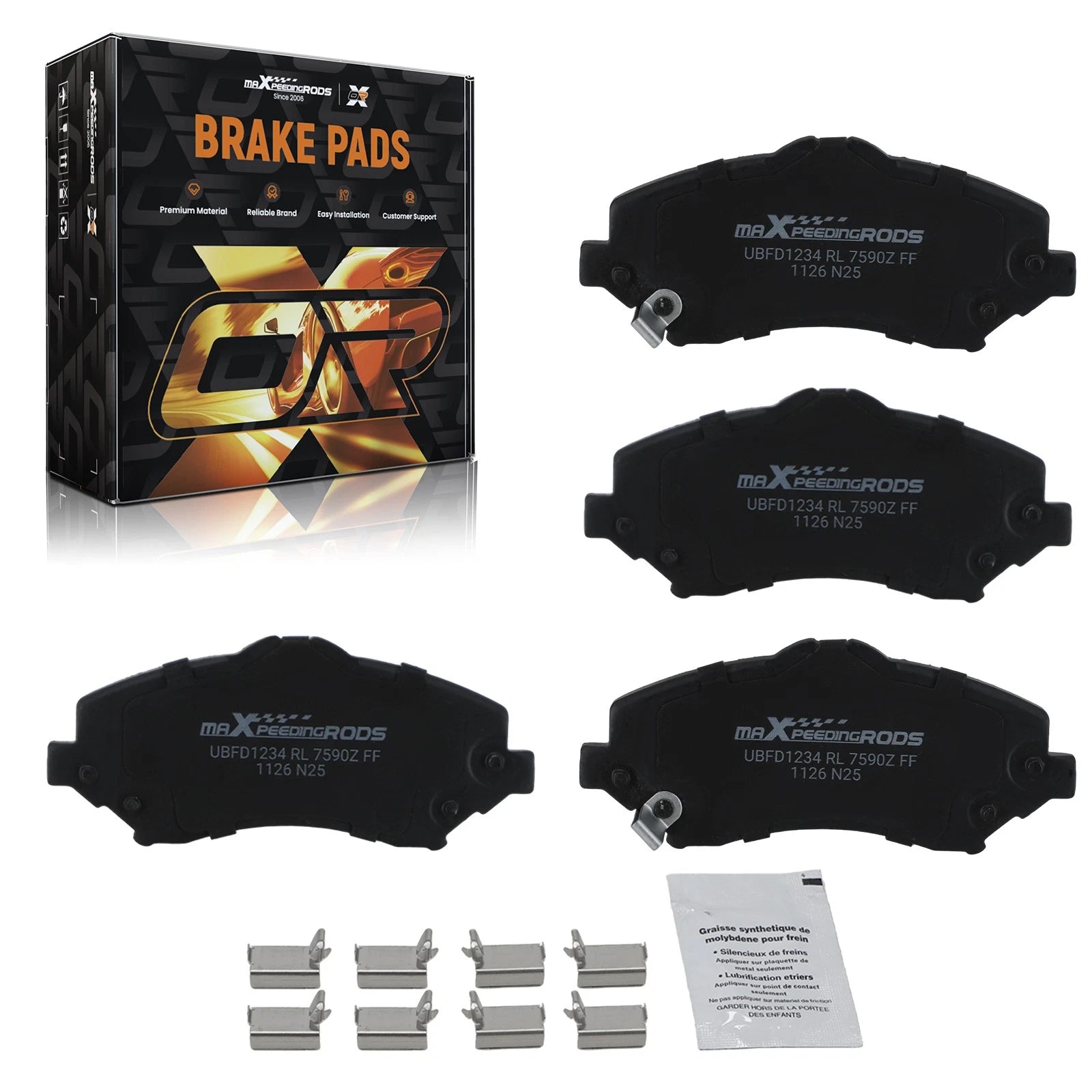 Front Ceramic Brake Pads Kit for Volkswagen Routan (2009–2014) Ram C/V (2012–2015)