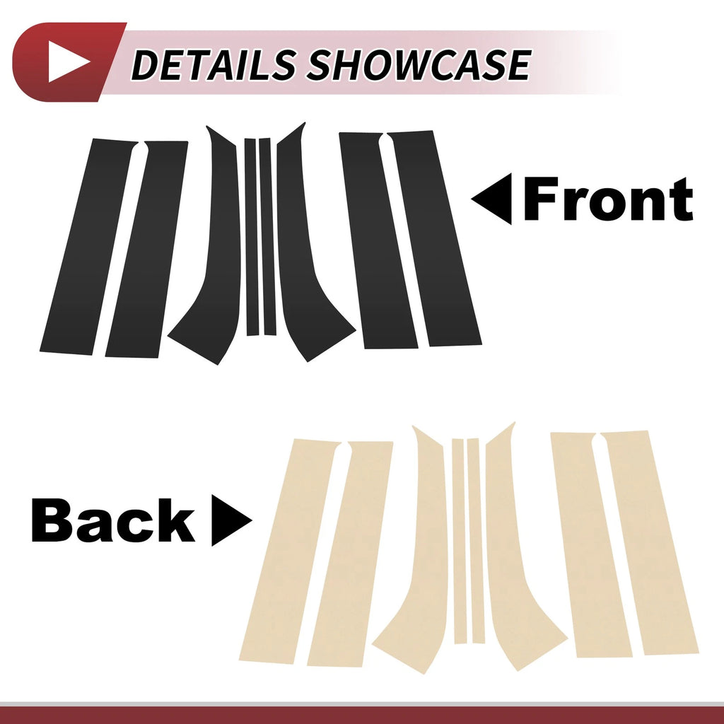 Set of 8 Door Pillar Window Trim for Ford Everest (2015–2021) Black