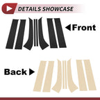 Set of 8 Door Pillar Window Trim for Ford Everest (2015–2021) Black