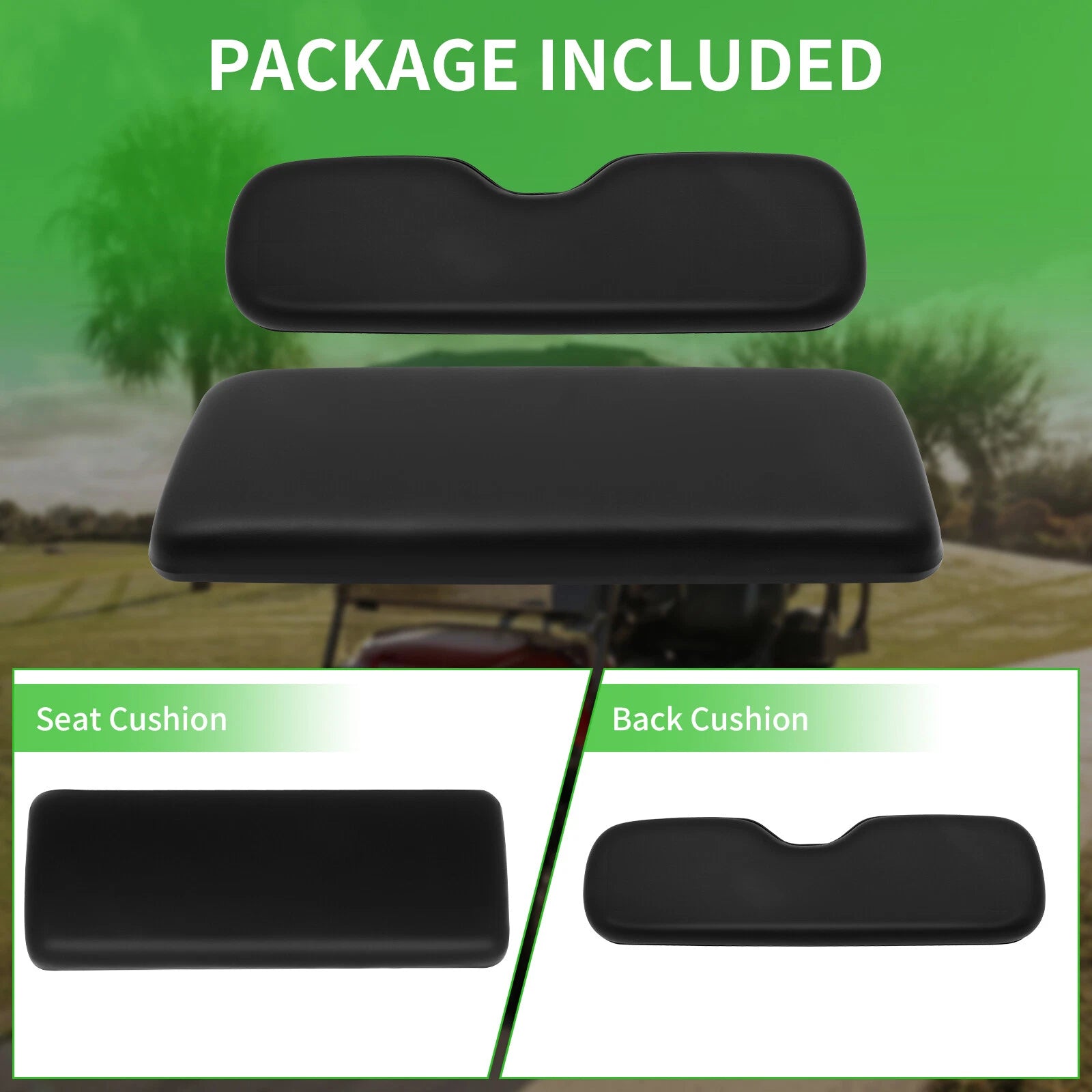 Rear Seat Cushion Set for EZGO TxT, ST, ST Sport, Valor (Black)