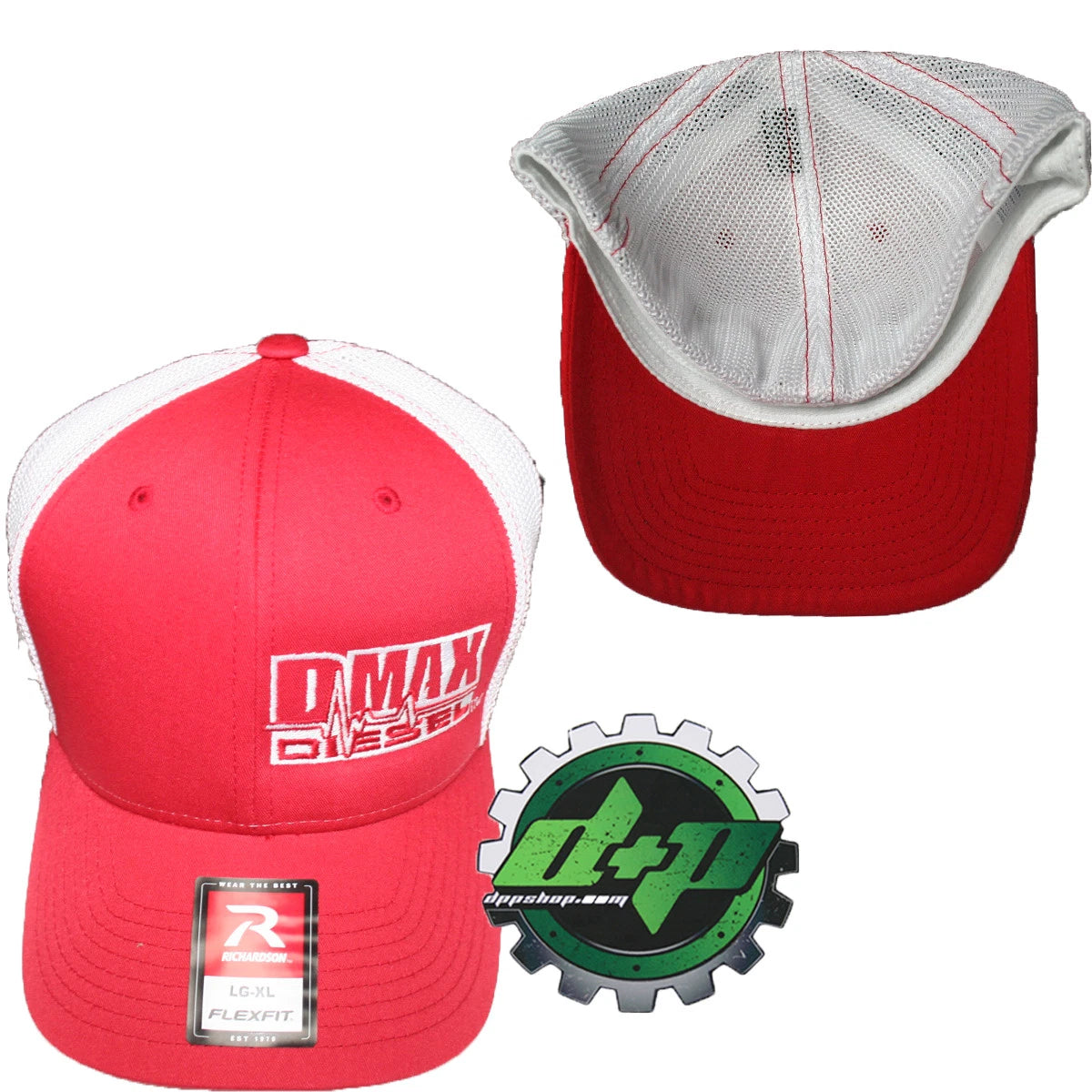 Duramax Diesel Hat for DMAX Truck (L/XL) - Red Flexfit White Mesh Back