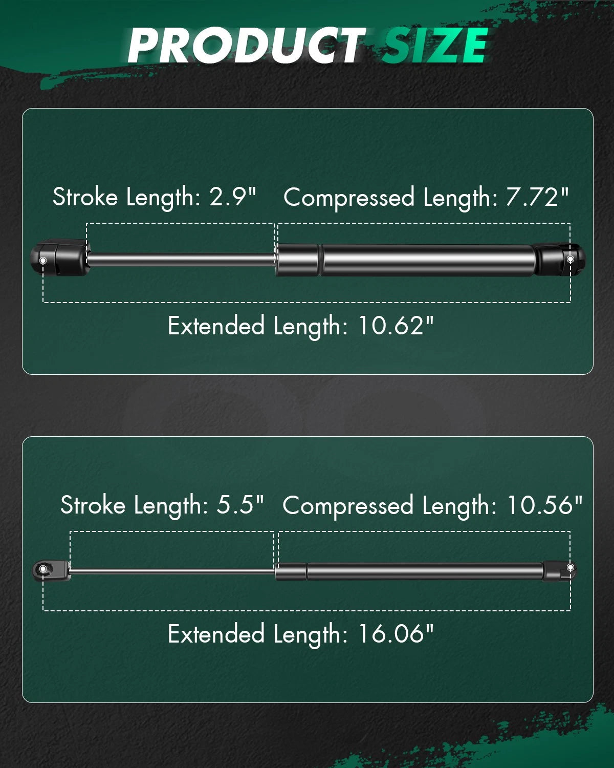 2 Hood & 2 Window Lift Supports Gas Struts for Jeep Commander (2006–2010)